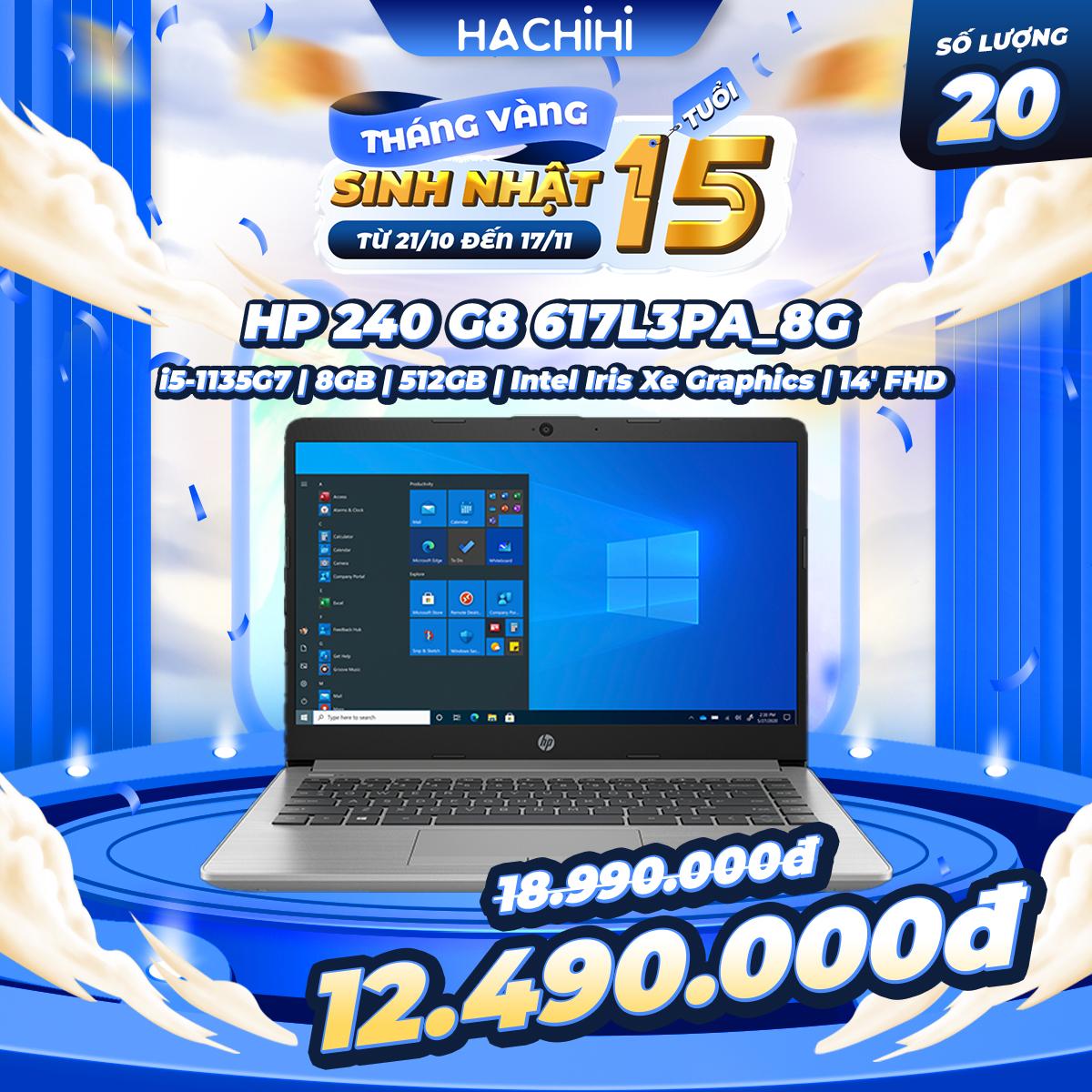 Laptop HP 240 G8 617L3PA_8G (i5-1135G7 | 8GB | 512GB | Intel Iris Xe Graphics | 14' FHD | Win 11)