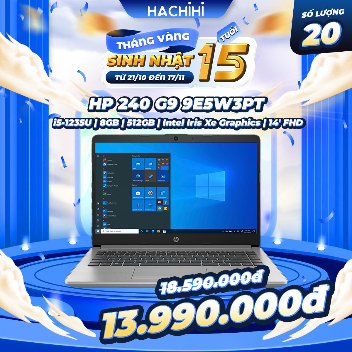 Laptop HP 240 G9 9E5W3PT (i5-1235U | 8GB | 512GB | Intel Iris Xe Graphics | 14' FHD | Win 11)