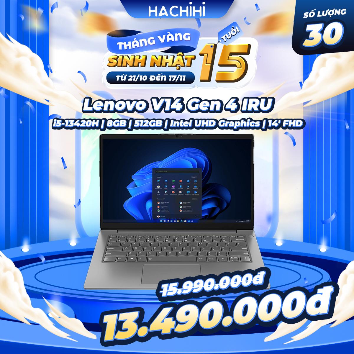 Laptop Lenovo V14 Gen 4 IRU 83A000BEVN (i5-13420H | 8GB | 512GB | Intel UHD Graphics | 14' FHD | Win 11)