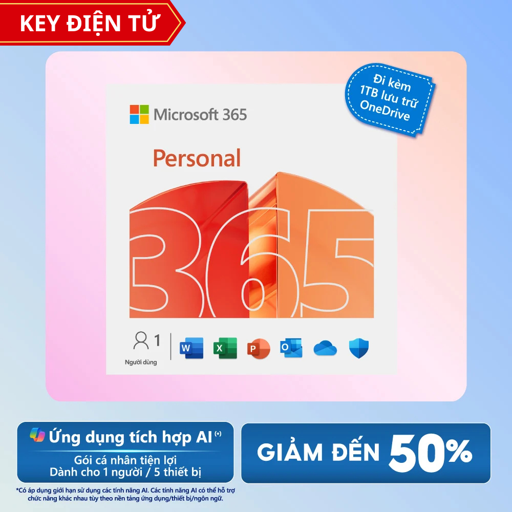 Key-Online Phần mềm Microsoft 365 Personal (1 năm / 1 tài khoản / 5 thiết bị)