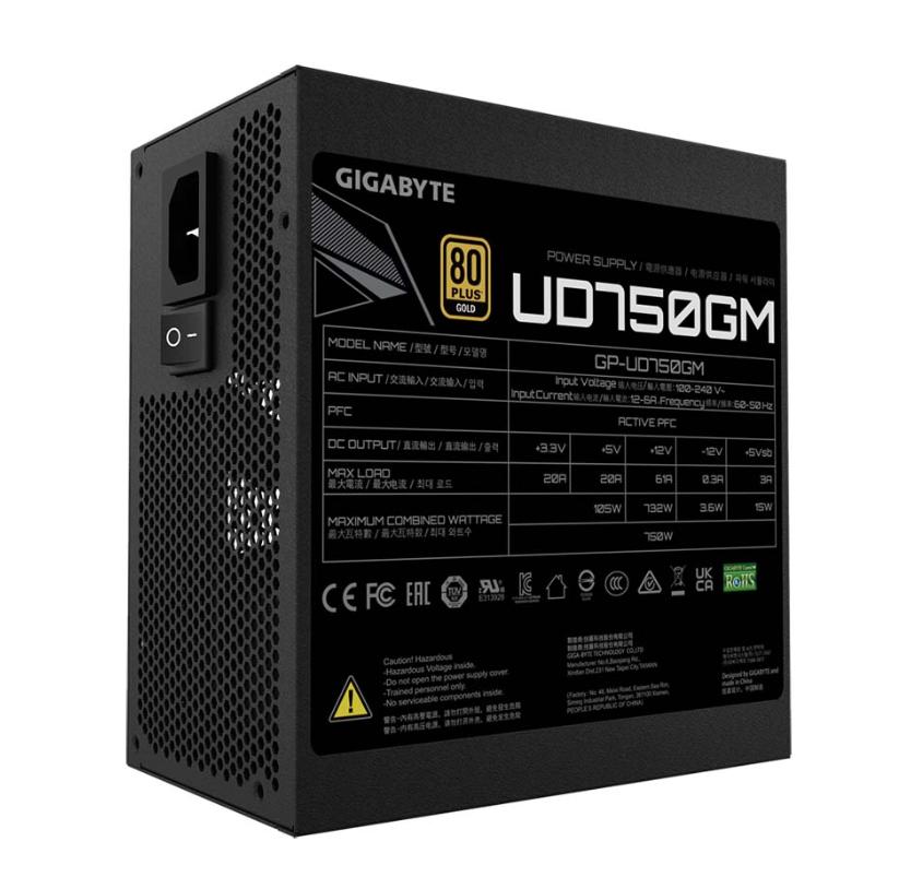 Nguồn máy tính GIGABYTE UD750GM - 80 Plus Gold - Full Modular (750W)