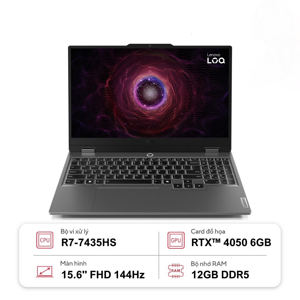 Laptop Gaming Lenovo LOQ 15ARP9 83JC003VVN (R7-7435HS | GeForce RTX™ 4050 6GB | 12GB | 512GB | 15.6' FHD 144Hz | Win 11)