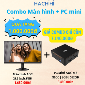 Combo PC Mini AOC M3 + Màn hình AOC 22B30HM23/74 (N100 | 8GB | 512GB | Wi-Fi 6 + Bluetooth | 21.45' FHD | Win 11 Pro)