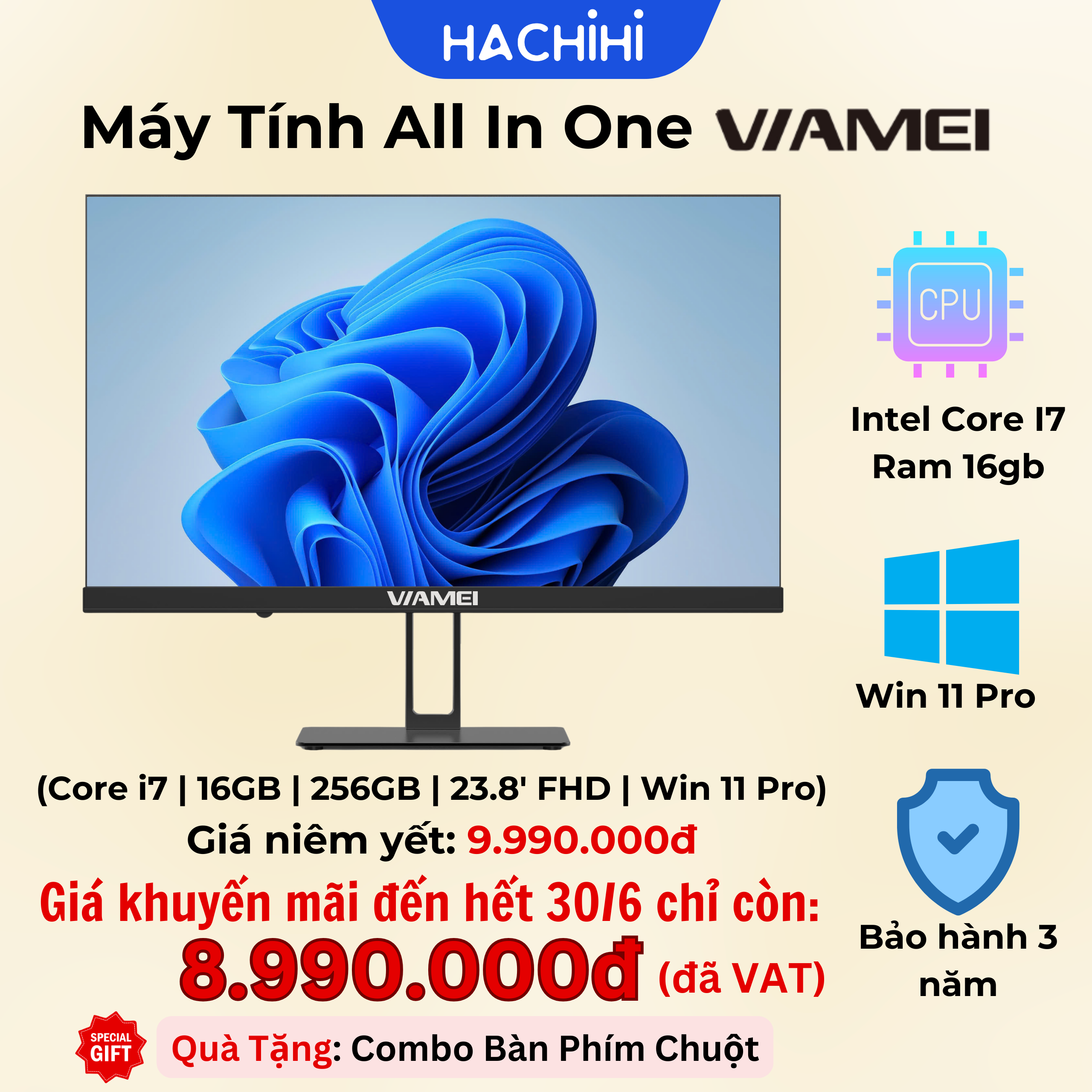 Máy tính All In One Viamei G33 (i7-8650U | 16GB | 256GB | 23.8' FHD | Win 11 Pro)