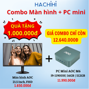 Combo PC Mini AOC M6 + Màn hình AOC 22B30HM23/74 (i9-11900H | 16GB | 512GB | Wi-Fi 6 + Bluetooth | 21.45' FHD | Win 11 Pro)