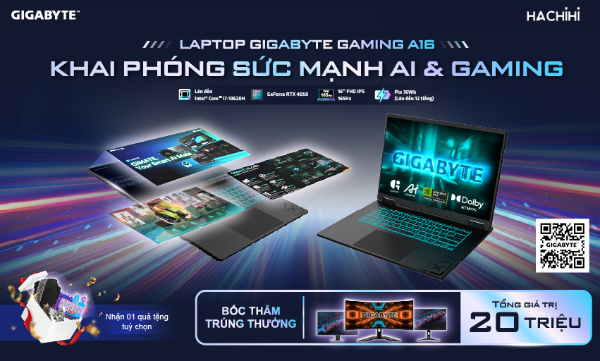 LAPTOP GIGABYTE A16: KHAI PHÓNG SỨC MẠNH AI & GAMING (TỪ 15/5 - 30/6/2025)