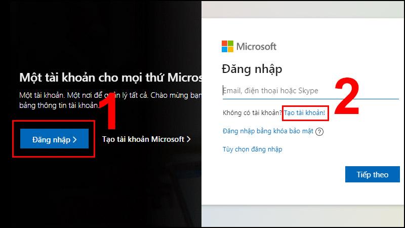 Hướng dẫn tạo tài khoản Microsoft