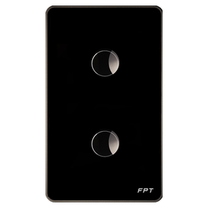 Công tắc cảm ứng 2 nút chữ nhật đen Athena(SNBR027)