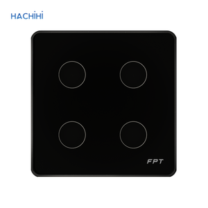 Công tắc cảm ứng 4 nút vuông đen Athena