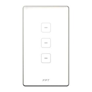 Công tắc cảm ứng 3 nút chữ nhật trắng - Hera viền champagne(SNZD0160)