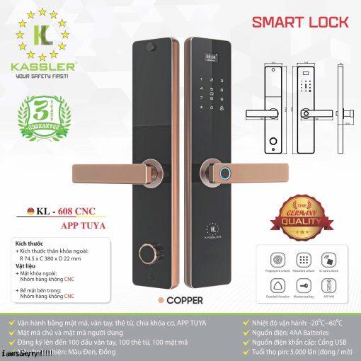 Khóa vân tay Kassler KL-608 CNC Copper – App Tuya