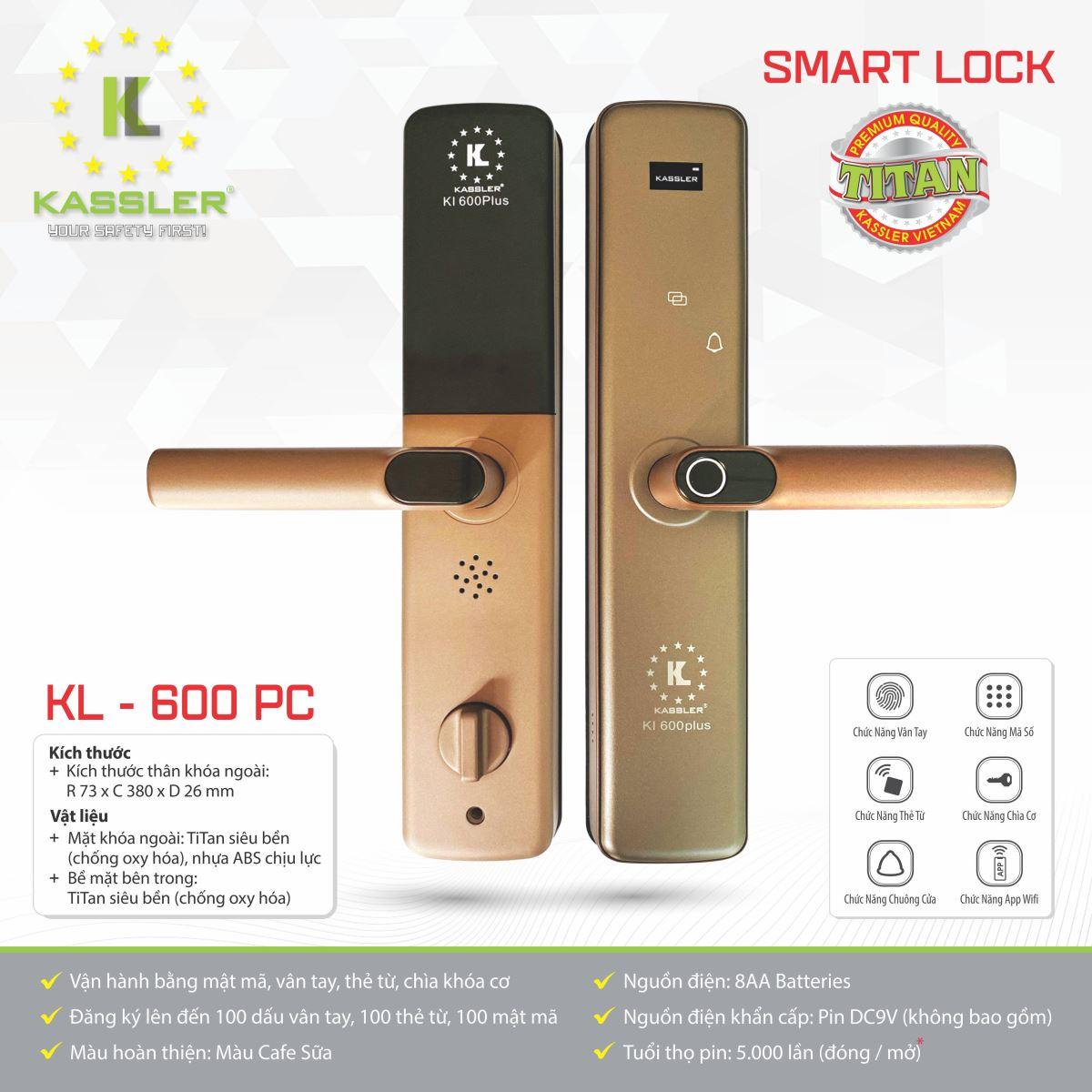 Khóa Vân tay Kassler KL-600PC – Titan Siêu Bền
