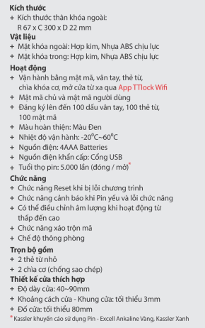 Khoá cửa vân tay Kassler KL-79 H App