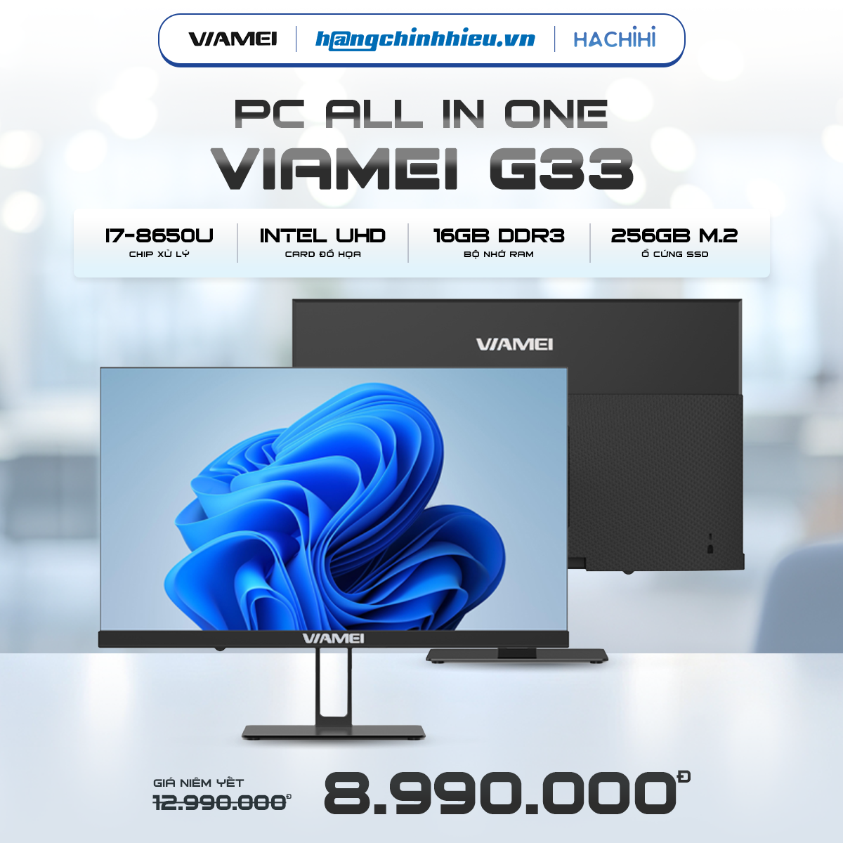 Máy tính All In One Viamei G33 (i7-8650U | 16GB | 256GB | 23.8' FHD | Win 11 Pro)