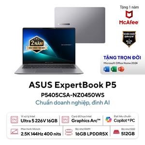 Laptop ASUS ExpertBook P5 P5405CSA-NZ0450WS (Ultra 5 226V | 16GB | 512GB | Intel Arc 130V | 14' WQXGA | Win 11 + Office)