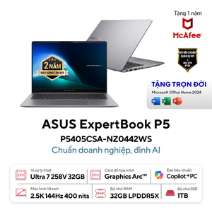 Laptop ASUS ExpertBook P5 P5405CSA-NZ0442WS (Ultra 7 258V | 32GB | 1TB | Intel Arc 140V | 14' 2K WQXGA 144Hz | Win 11 + Office Home 2024)