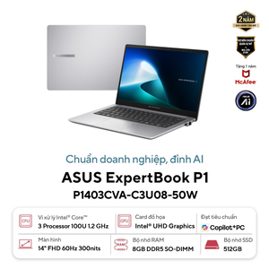 Laptop ASUS ExpertBook P1 P1403CVA-C3U08-50W (Core 3 100U | 8GB | 512GB | Intel Graphics | 14' FHD | Win 11)