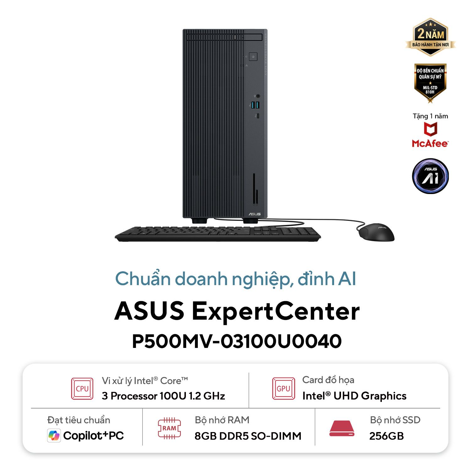 PC ASUS P500MV-03100U001W (Core 3 100U | 8GB | 256GB | Win 11)