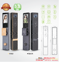 Khóa cửa thông minh Kassler KL-899 PLUS CNC Black/Gold Face ID 3D